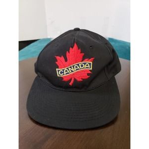 VINTAGE Canda Hat Cap Mens Black One Size Snapback Adjustable Insignia